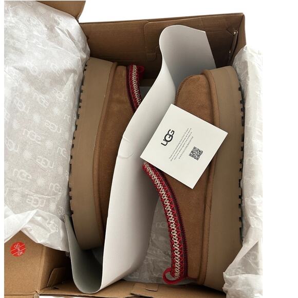 UGG Women's Tazz Slipper Chestnut Size 10 Suede Leather Platform NEW in Box - Picture 3 of 8